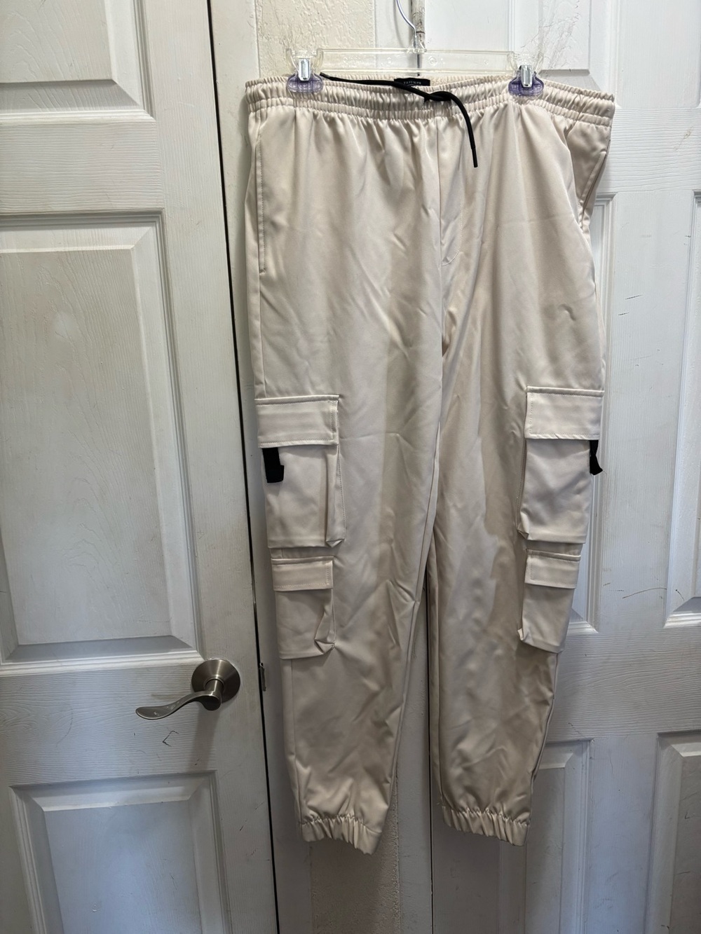 Triumph tragedy Men's Cream Cargo Jogger Pants with Elastic Waist